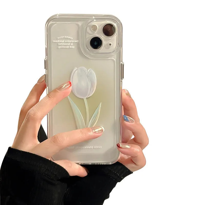 iPhone all-inclusive TPU protective case in gradient tulip colour showing edge-to-edge coverage design