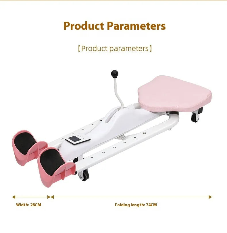 Steel frame leg stretching equipment with optional backrest in pink or blue colour for gymnastics and dance flexibility training