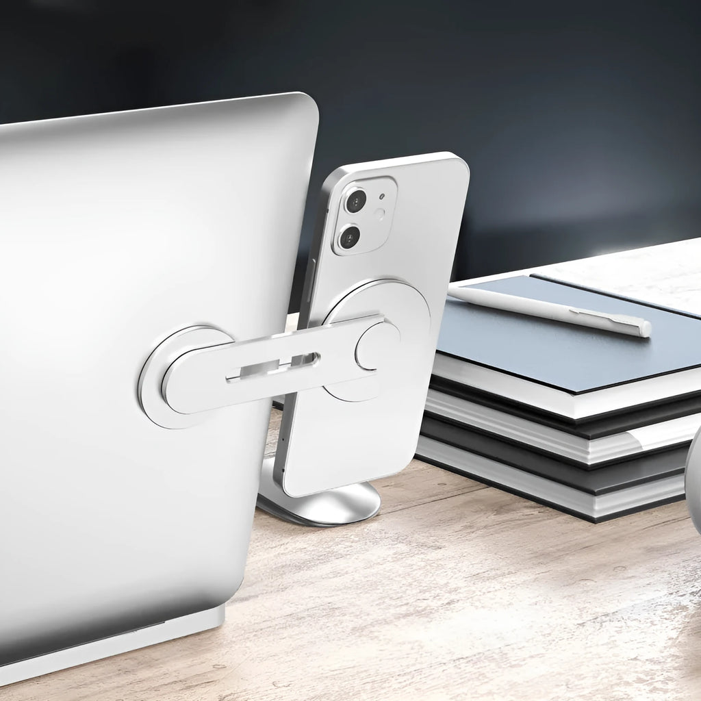 Aluminium magnetic phone holder for Tesla suspension screens with 180-degree flip mechanism