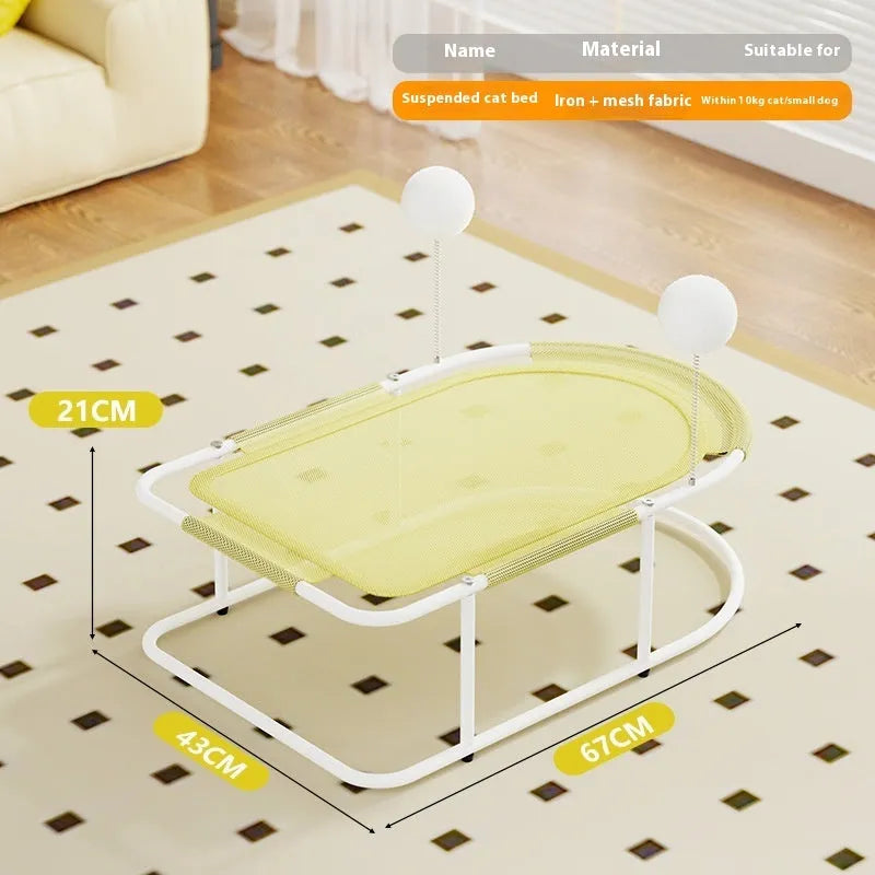 Large fabric cat kennel pet bed with breathable sides, shown in grey colour
