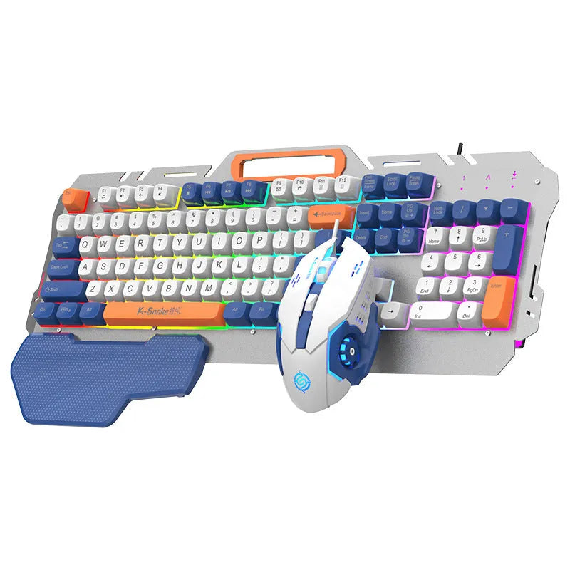Wired gaming keyboard and mouse combo bundle with blue backlight illumination