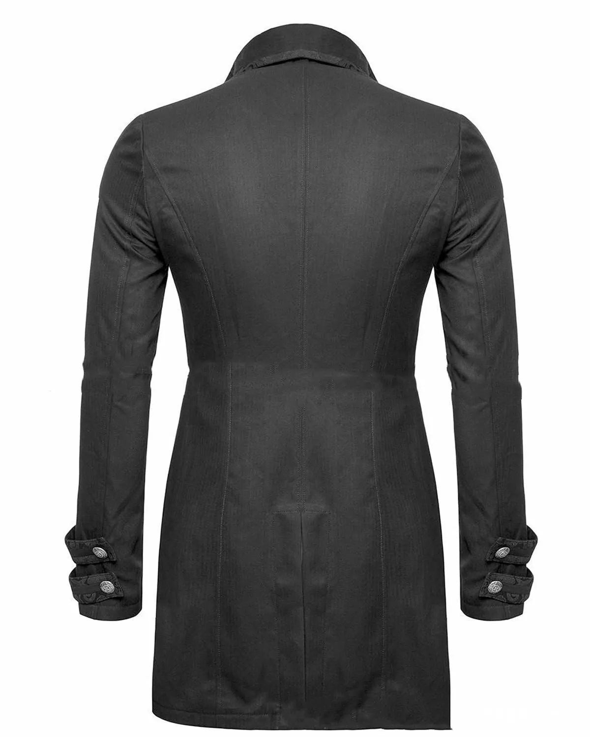 Black Victorian morning gown cosplay jacket for men, unisex gothic costume clothing.