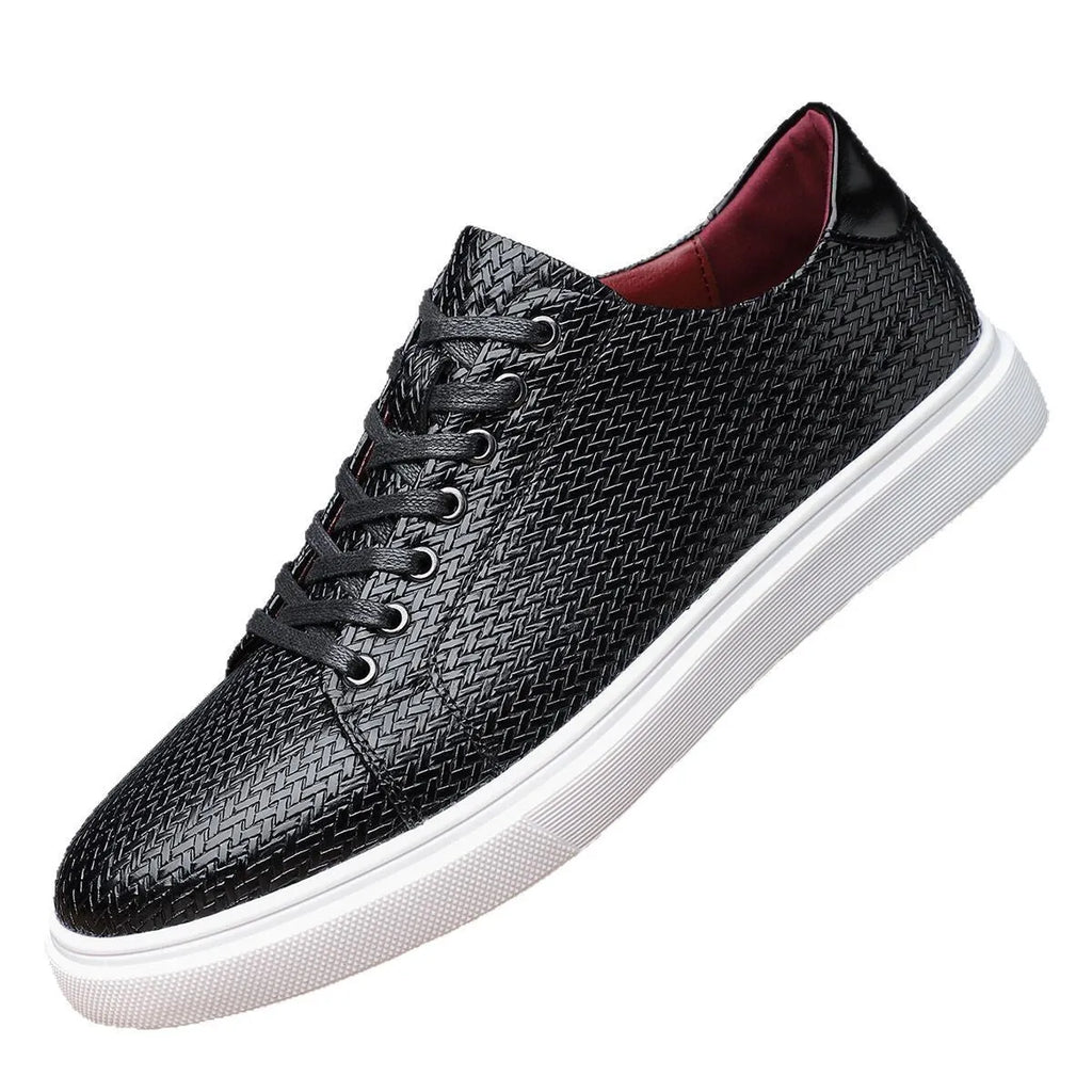 Men's British style leather shoes in black, red, or yellow with artificial PU upper and rubber sole