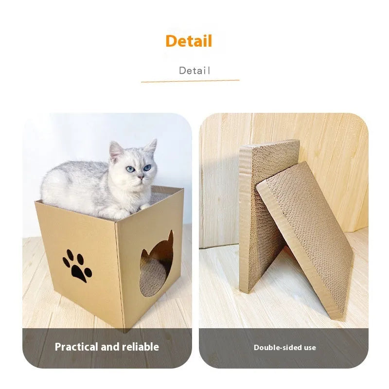 Vertical cat scratch board with 30cm corrugated paper surface in Pet Milk Carton colour