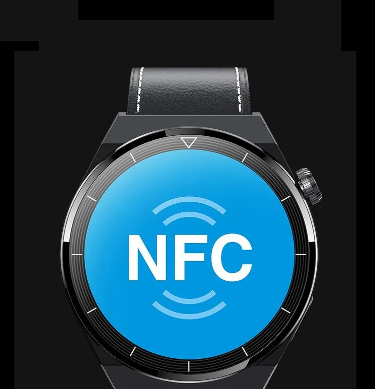 Black Bluetooth smart watch with round 1.36 inch screen and silicone strap displaying call interface