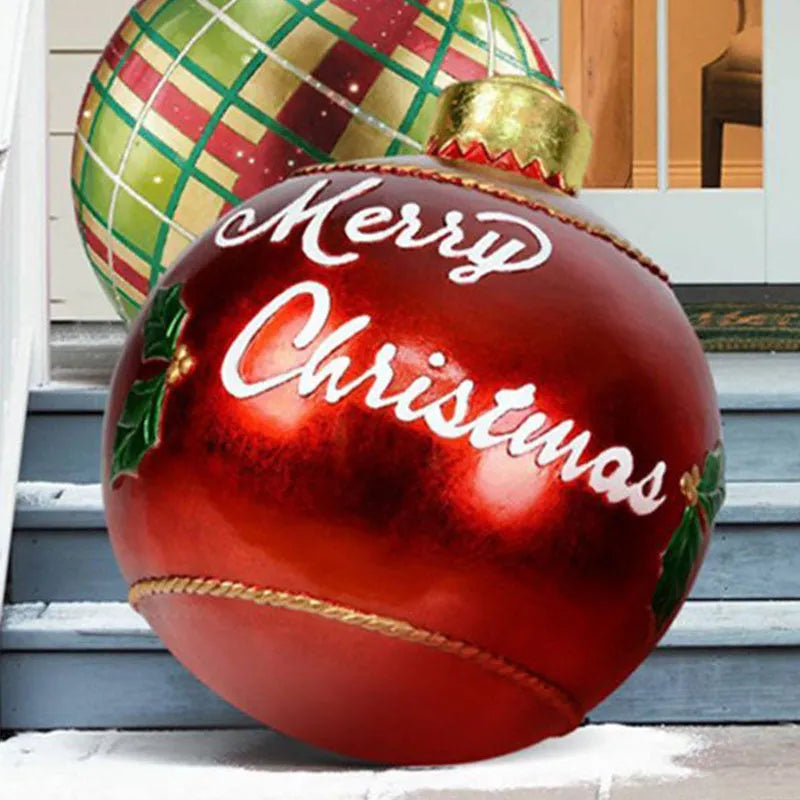 Large 60cm diameter inflatable PVC Christmas ball decoration for outdoor tree hanging