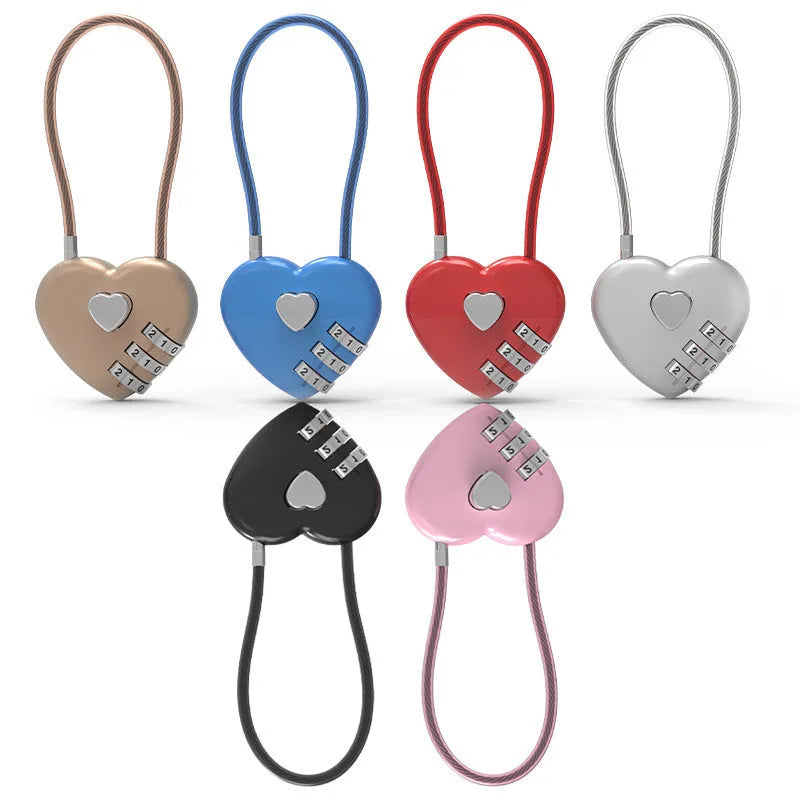Heart shaped ABS plastic bike lock with steel cable in multiple colour options