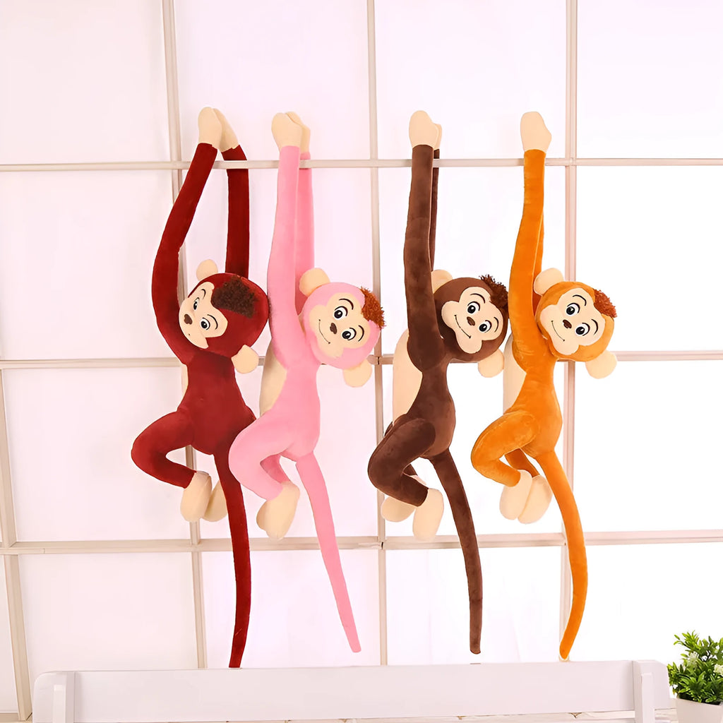 Long arm hanging plush monkey toy in choice of colours for home decoration
