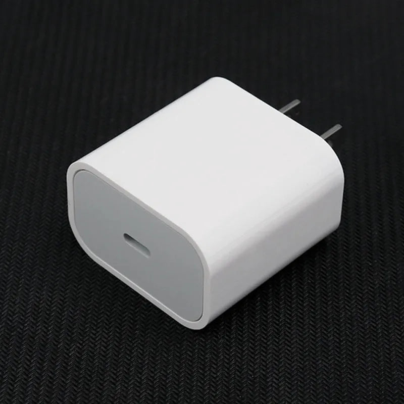PD20W mobile phone charger with USB port and choice of American or European plug.