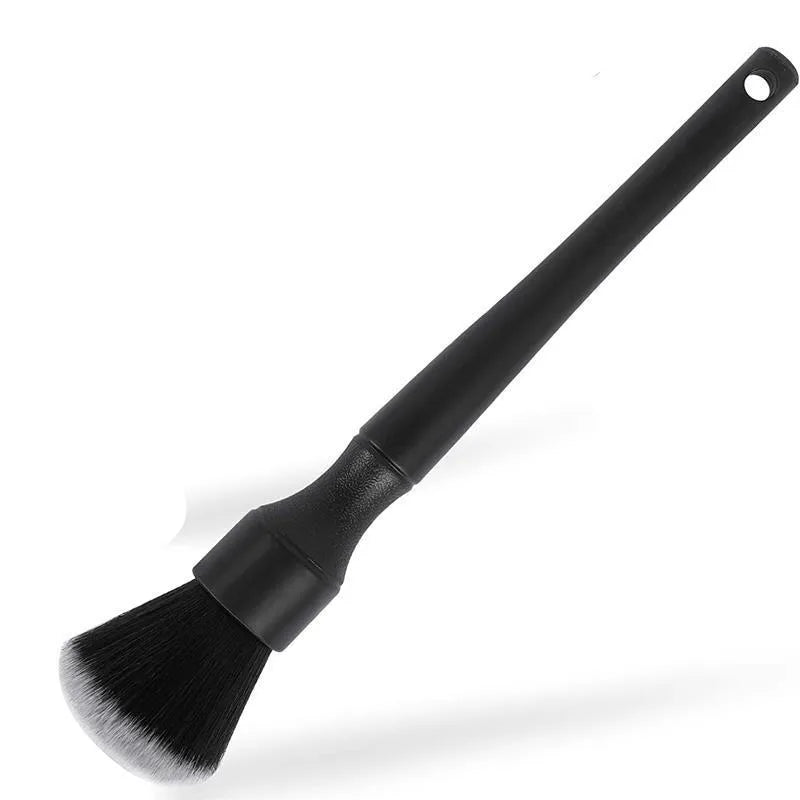 Black car detailing brush with super soft pig hair bristles and PP handle for auto interior cleaning
