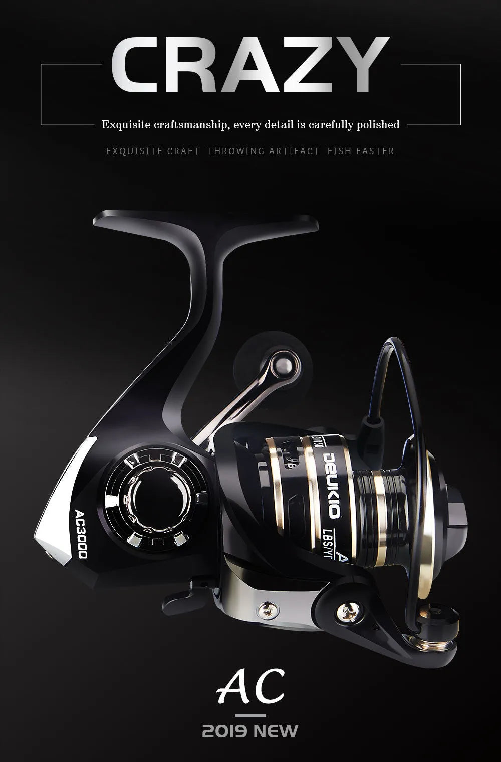 Fishing Reel Metal Spinning Wheel AC2000 AC3000 AC4000 AC5000 AC6000 AC7000 Lightweight Thickened Durable Full Metal Rocker Arm Waterproof Smooth Outlet No Line Damage Telescopic Rod Bait Fishing Reel