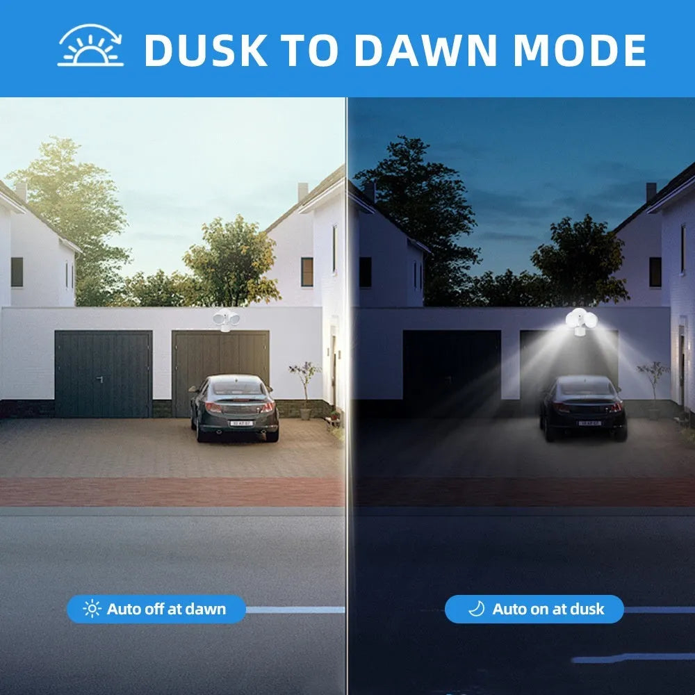 White LED human body induction security lamp with motion sensor for outdoor courtyard or garage lighting