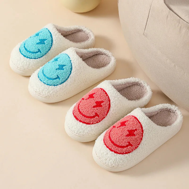 Women's plush cartoon love design slippers with non-slip PVC soles in multiple colour options