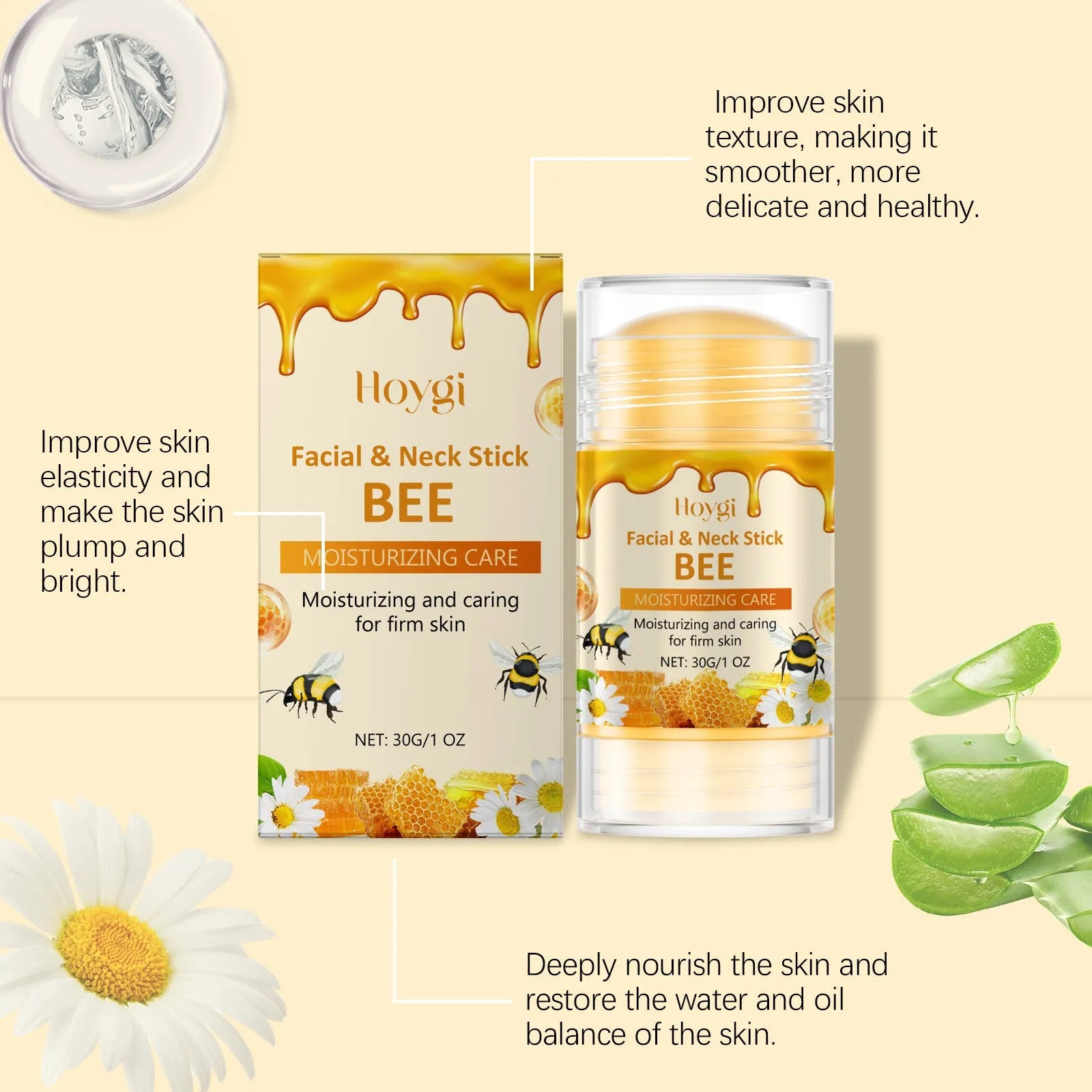 30g moisturising facial essence stick with beeswax, honey, and botanical extract formulation