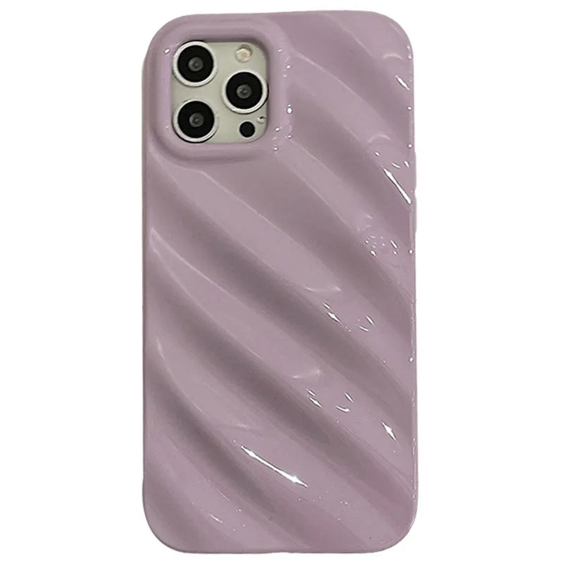 Ins style pleated iPhone case with laser electroplated metallic finish in silicone