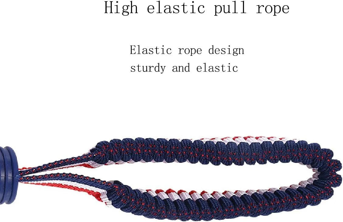 Blue and red natural rubber dog ball with rope handle toy for medium and small dogs