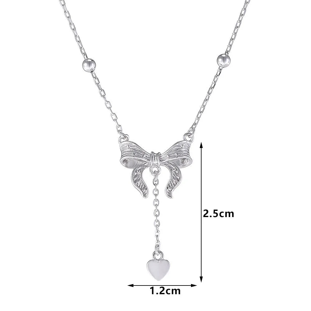 Women's S925 silver butterfly heart clavicle chain with O-ring chain