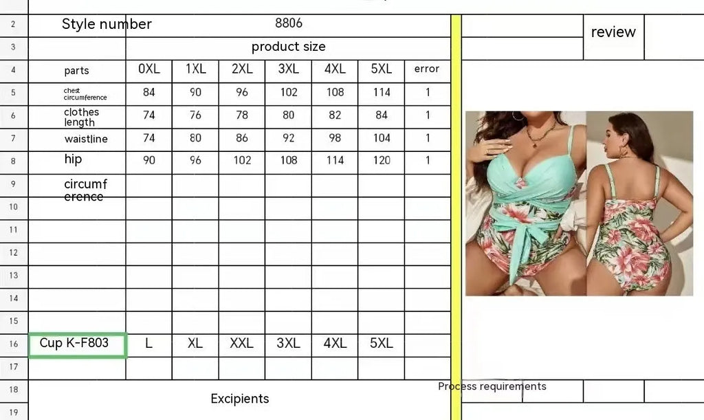 Women's plus size one-piece swimsuit with chest lace-up in floral print.