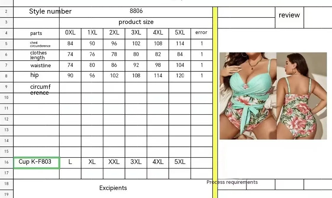 Women's plus size one-piece swimsuit with chest lace-up in floral print.