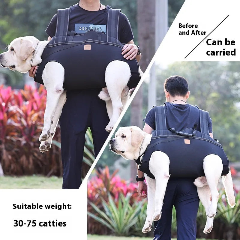 Black Oxford cloth dog backpack for medium and large breeds in three sizes