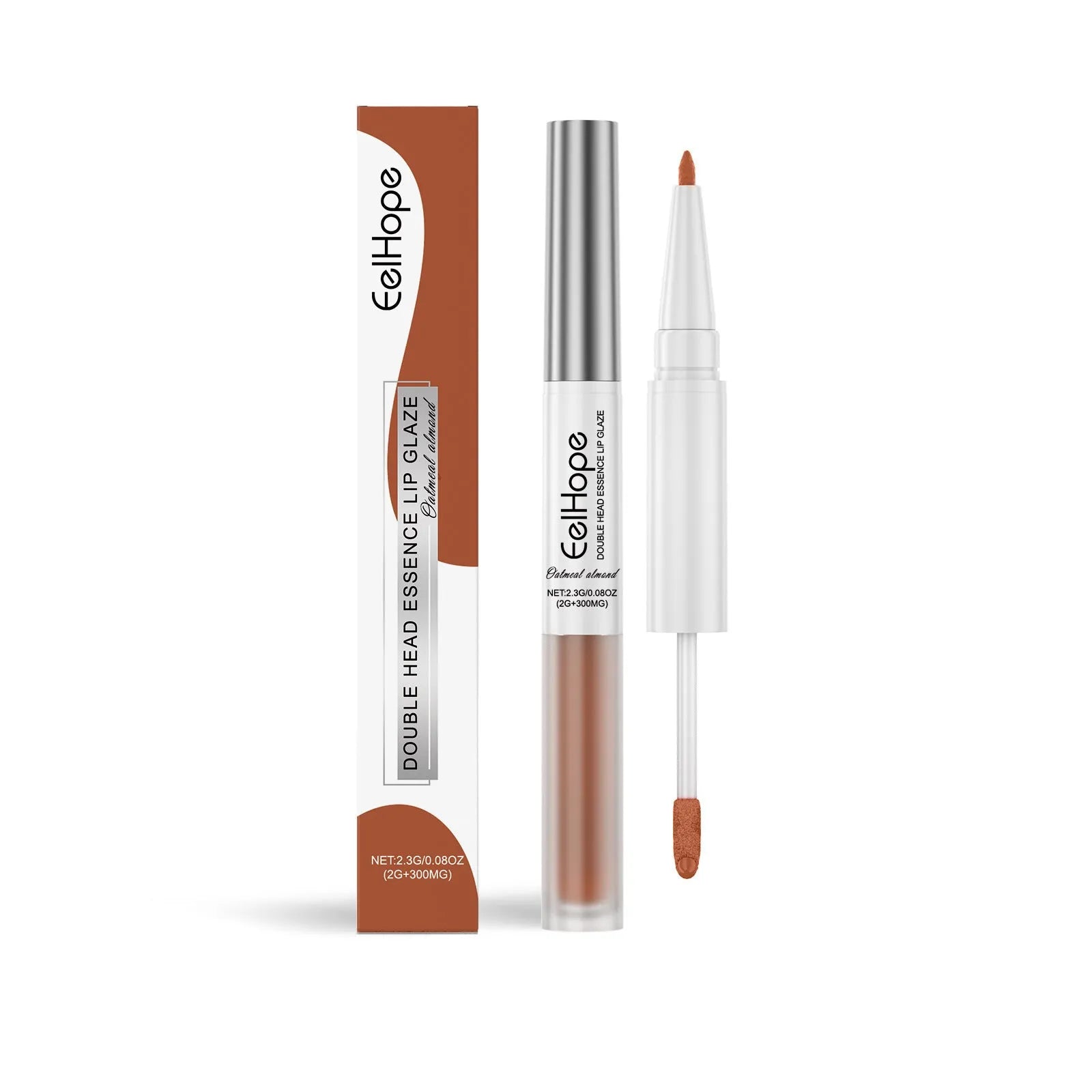 Double-headed lip liner and lip lacquer pen makeup tool showing colour options.