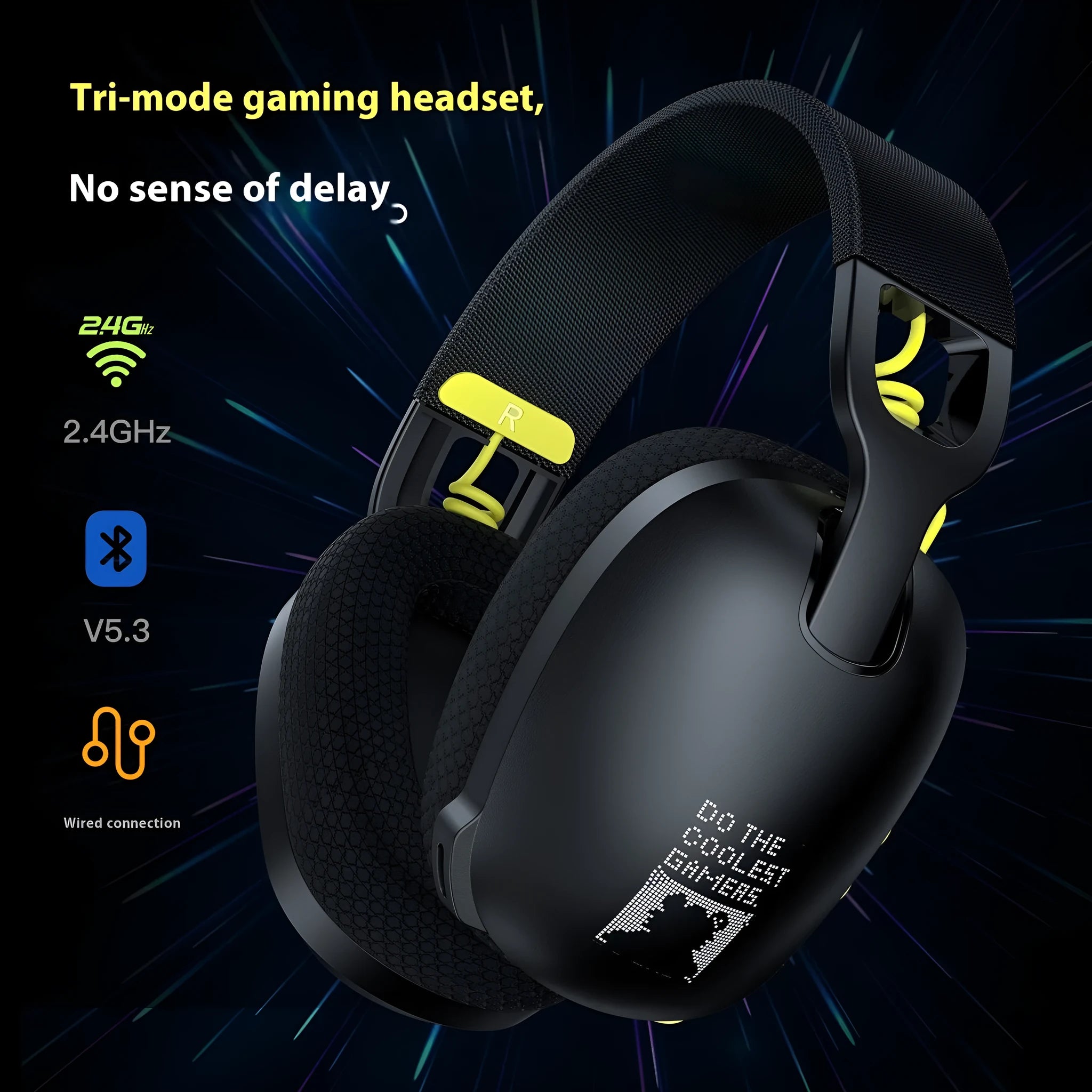 Wireless Bluetooth gaming headset with noise reduction in black or white, showing head-mounted design.