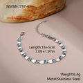 Non-fading electroplated stainless steel geometric bracelet with cubic zirconia stones in colour variant NMSB-J737