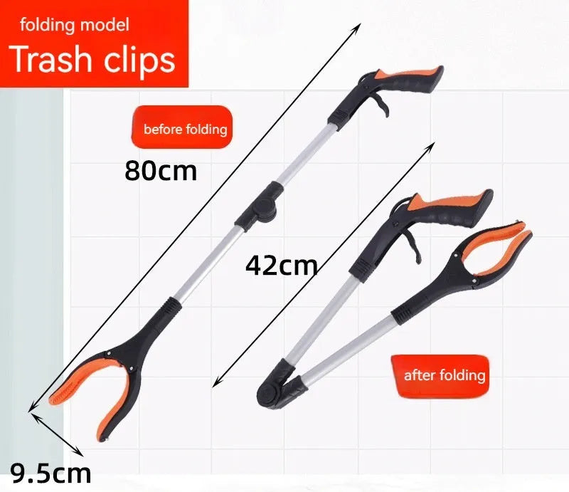 Foldable aluminium garbage clamp with magnet sucker showing blue handle colour