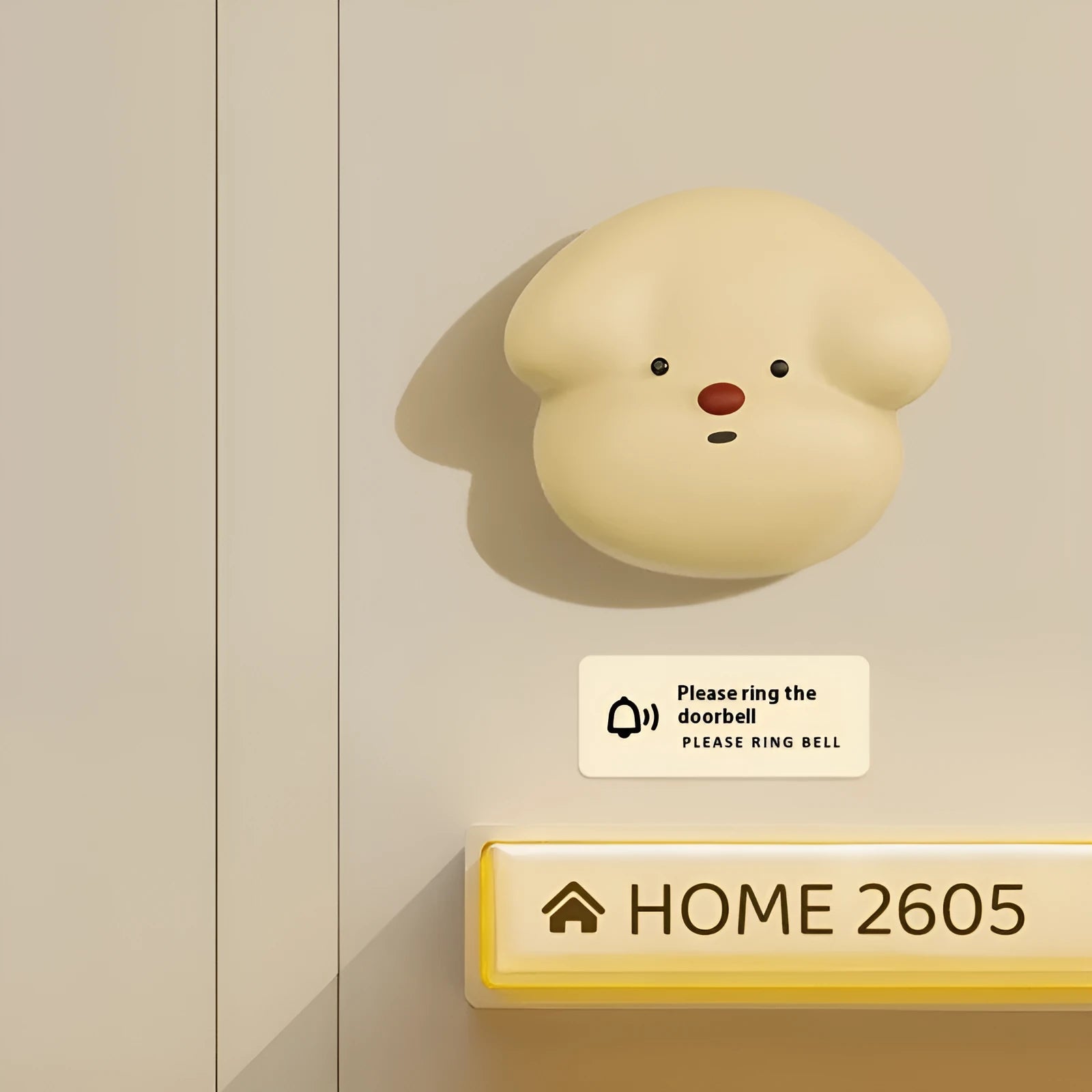 Wireless plug-in doorbell unit in milky yellow or white colour with self-generating beeper