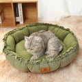 Grey reversible donut pet bed with raised rim for cats and small dogs