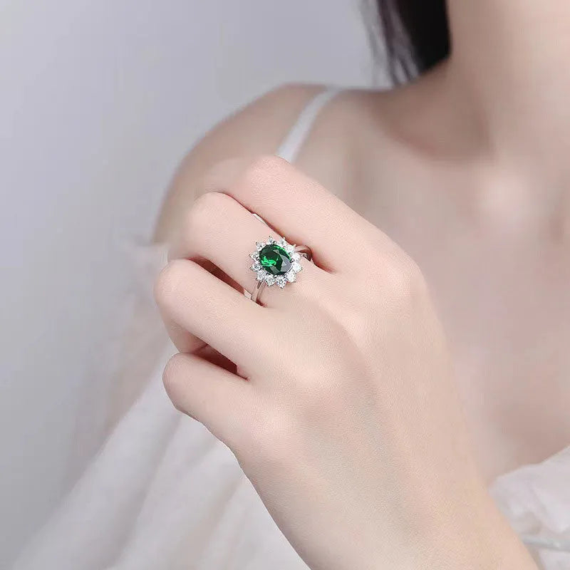 Women's floral moissanite ring with zirconium inlay on electroplated copper band
