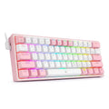 White pink mechanical keyboard with RGB lighting and dual-colour keycaps