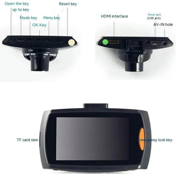 G30 HD car digital video recorder with dual cameras for front and rear recording