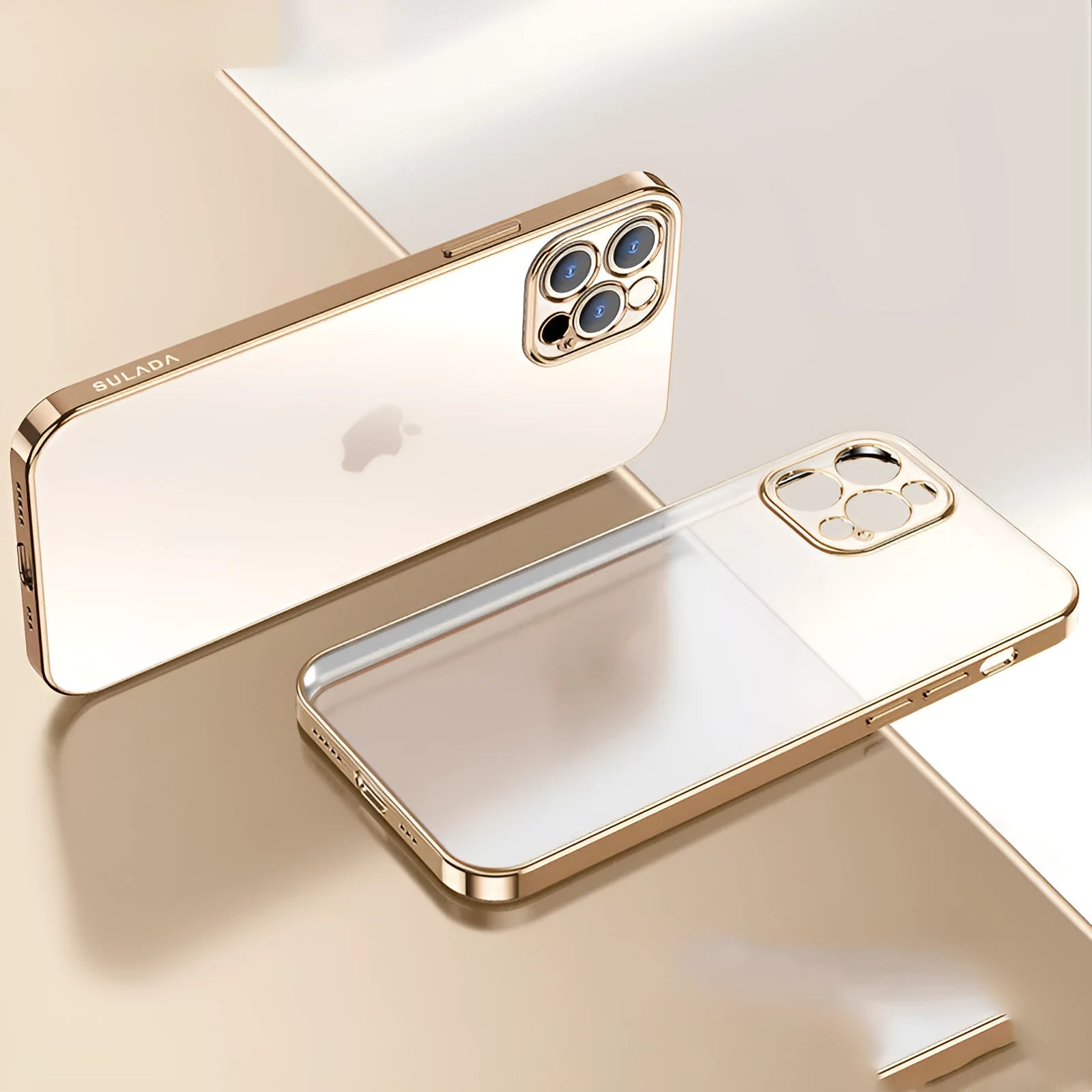 Square frame plating clear matte transparent silicone iPhone case showing blue colour option