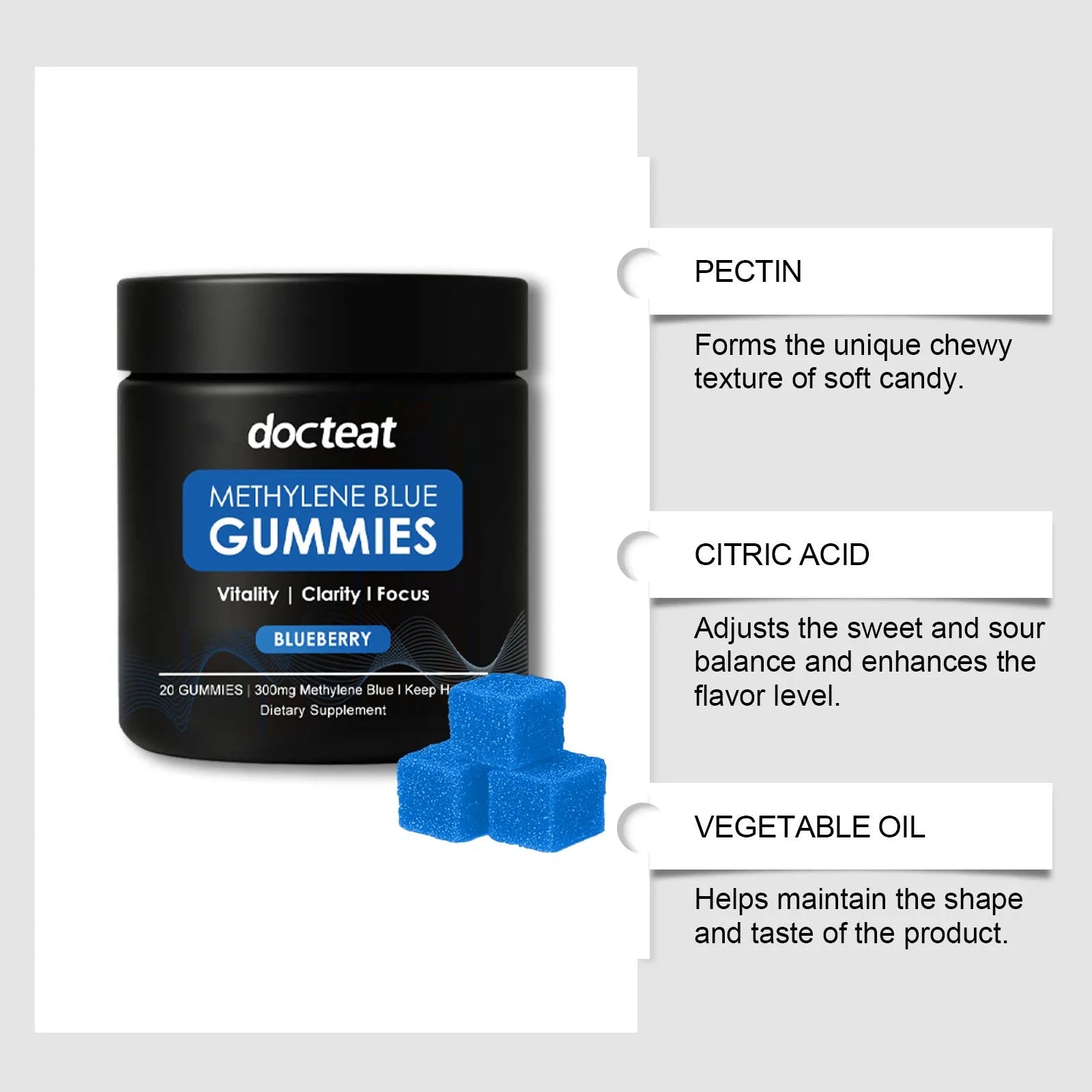 Pack of 20 fruit-flavoured soft candy gummies for skin care and dietary supplementation.