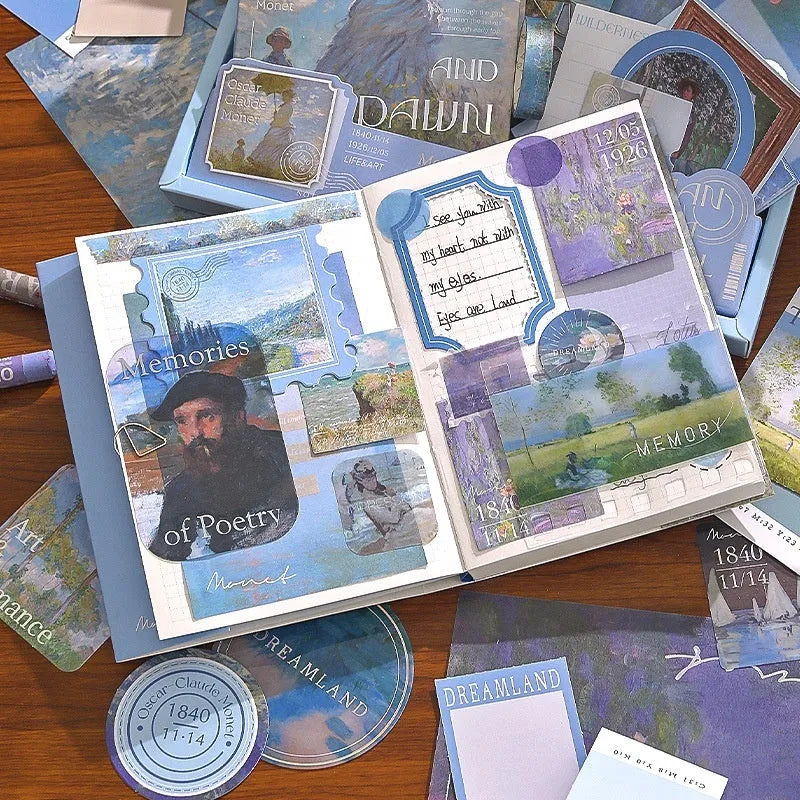 A6 grid notebook creative journal gift box with bookclothes, material paper, cards, and decorative accessories