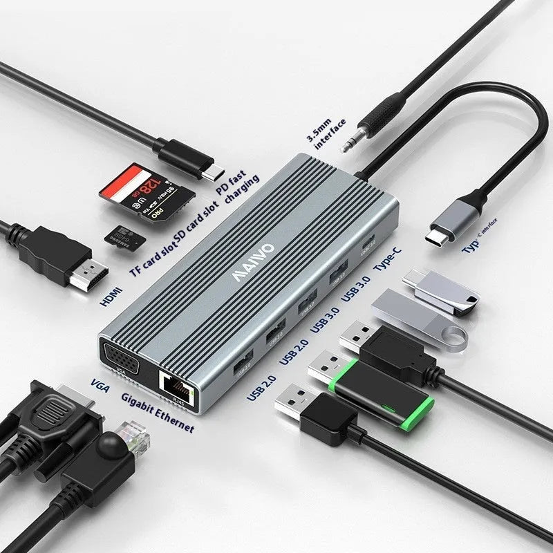Steam Deck six-in-one aluminium docking station with 15cm cable, showing HDMI, USB, and Ethernet ports.