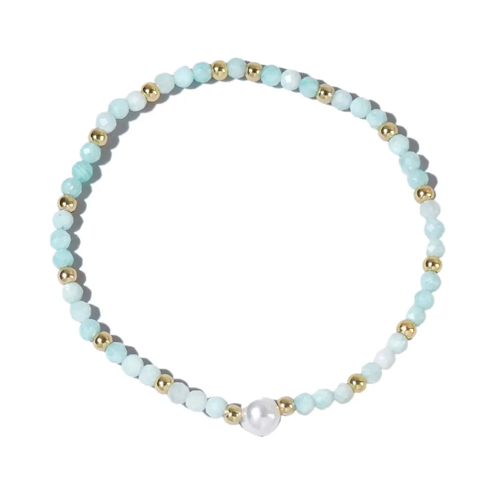 Natural stone geometric bracelet with elliptical elements in various colour options