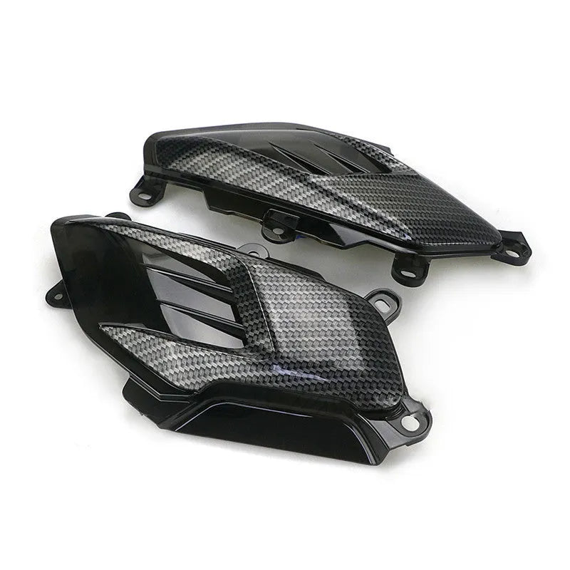 Pair of YAMAHA NMAX LED side lamps in carbon fibre design with blue or red light options