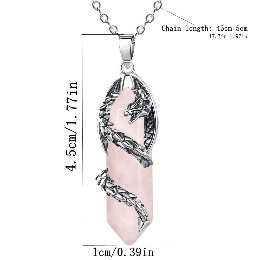 Fashion crystal flying dragon pendant necklace in amethyst colour with polished finish on a chain