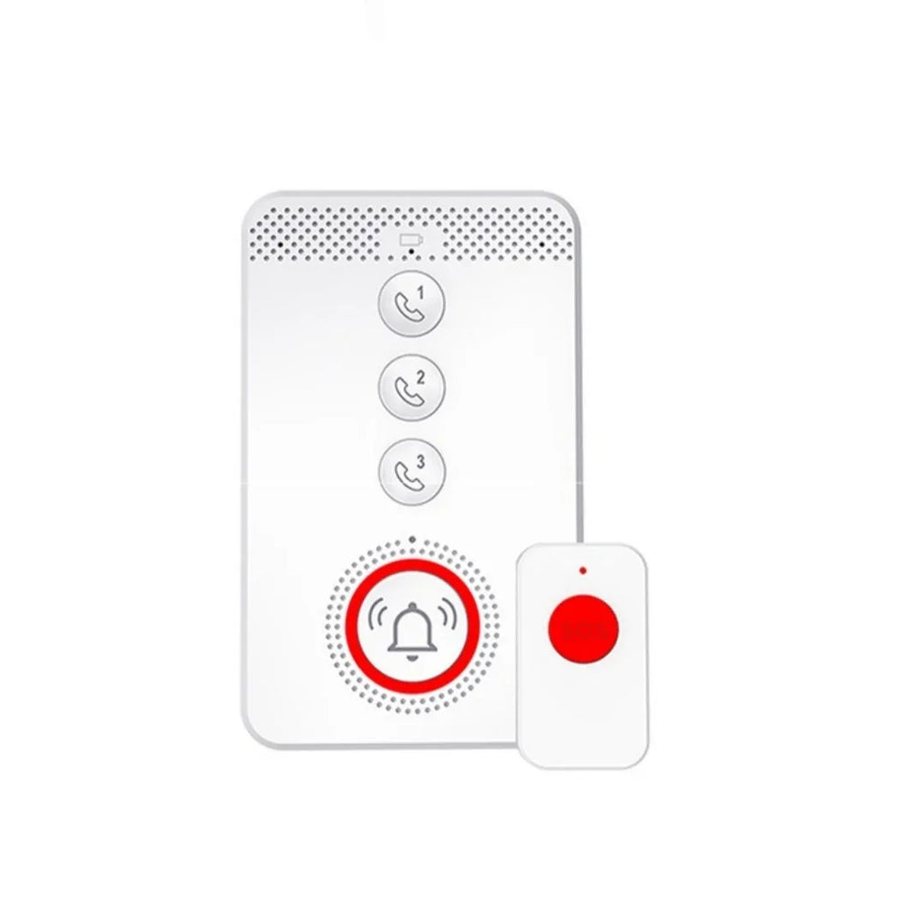 White elderly emergency alert system with one buzzer unit and three call buttons