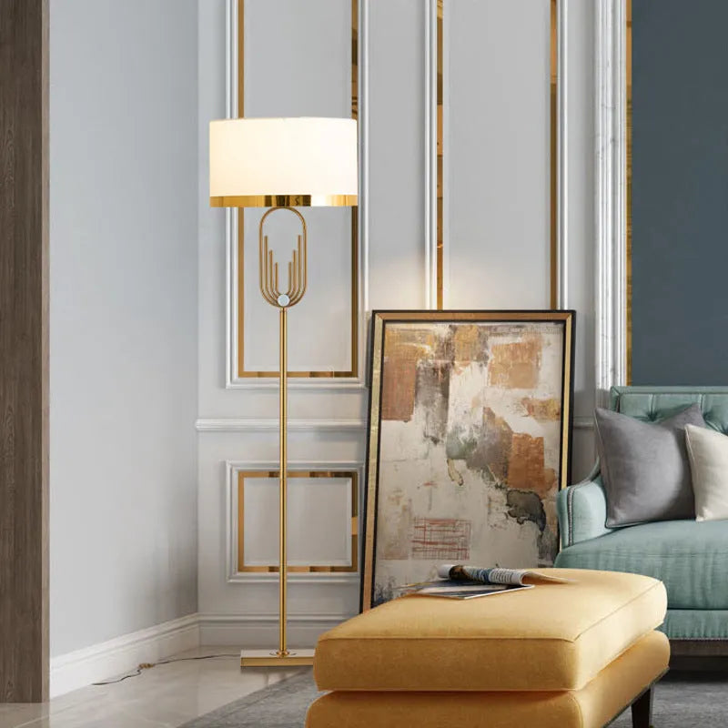 Modern vertical reading floor lamp with fabric shade, iron body, 42cm diameter, 165cm height