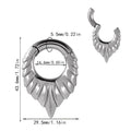 Stainless steel ear extender with egg-shaped auricle and totem design for earlobe stretching.