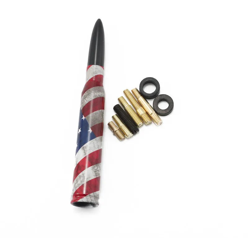 14cm car antenna with American flag and camouflage green design options.