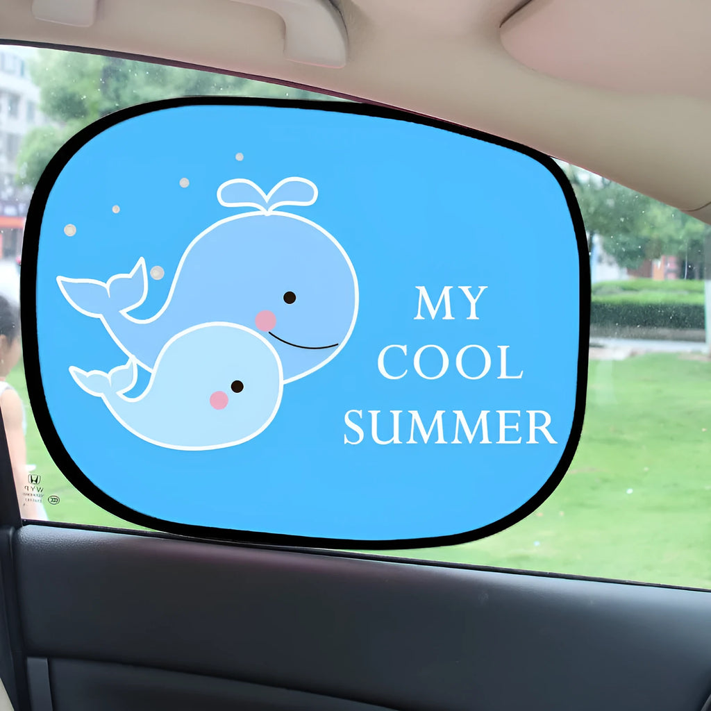 Electrostatic adsorption nylon mesh car side window sunshade with animal pair design options