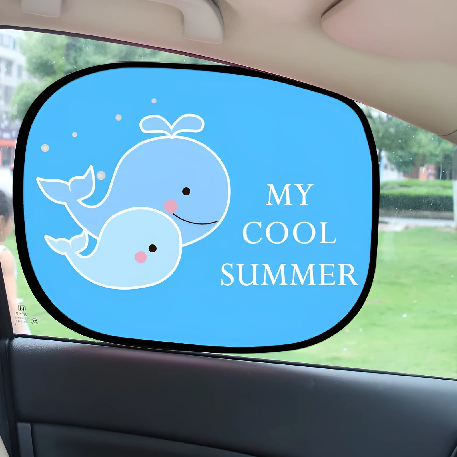 Electrostatic adsorption nylon mesh car side window sunshade with animal pair design options
