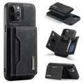 Magnetic card holder phone case for Apple iPhone, handmade PU split protection with magnetic attraction, combination black colour