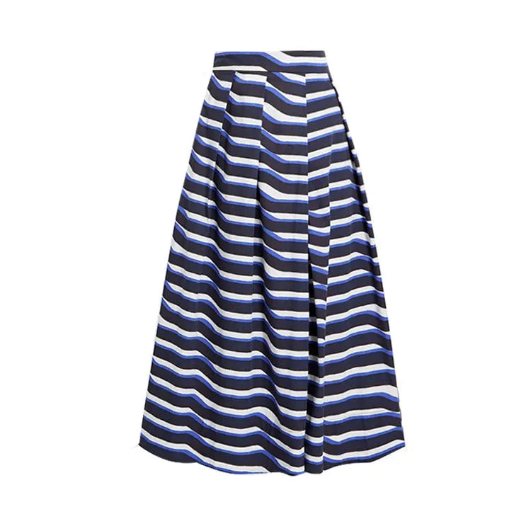 Women's vintage denim style one-piece swimsuit with matching skirt in Y258 colour