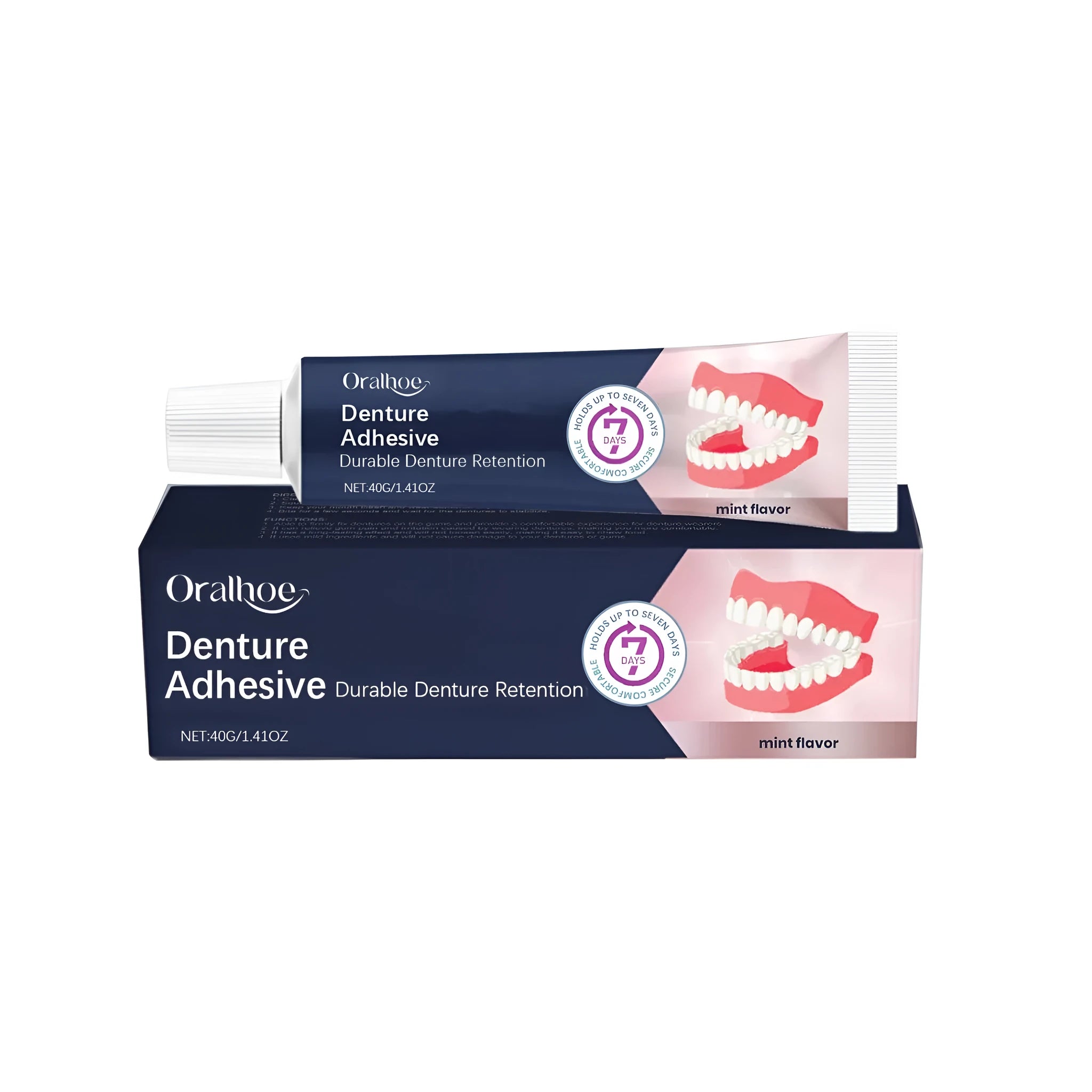40g tube of zinc-free denture adhesive cream with menthol for denture security