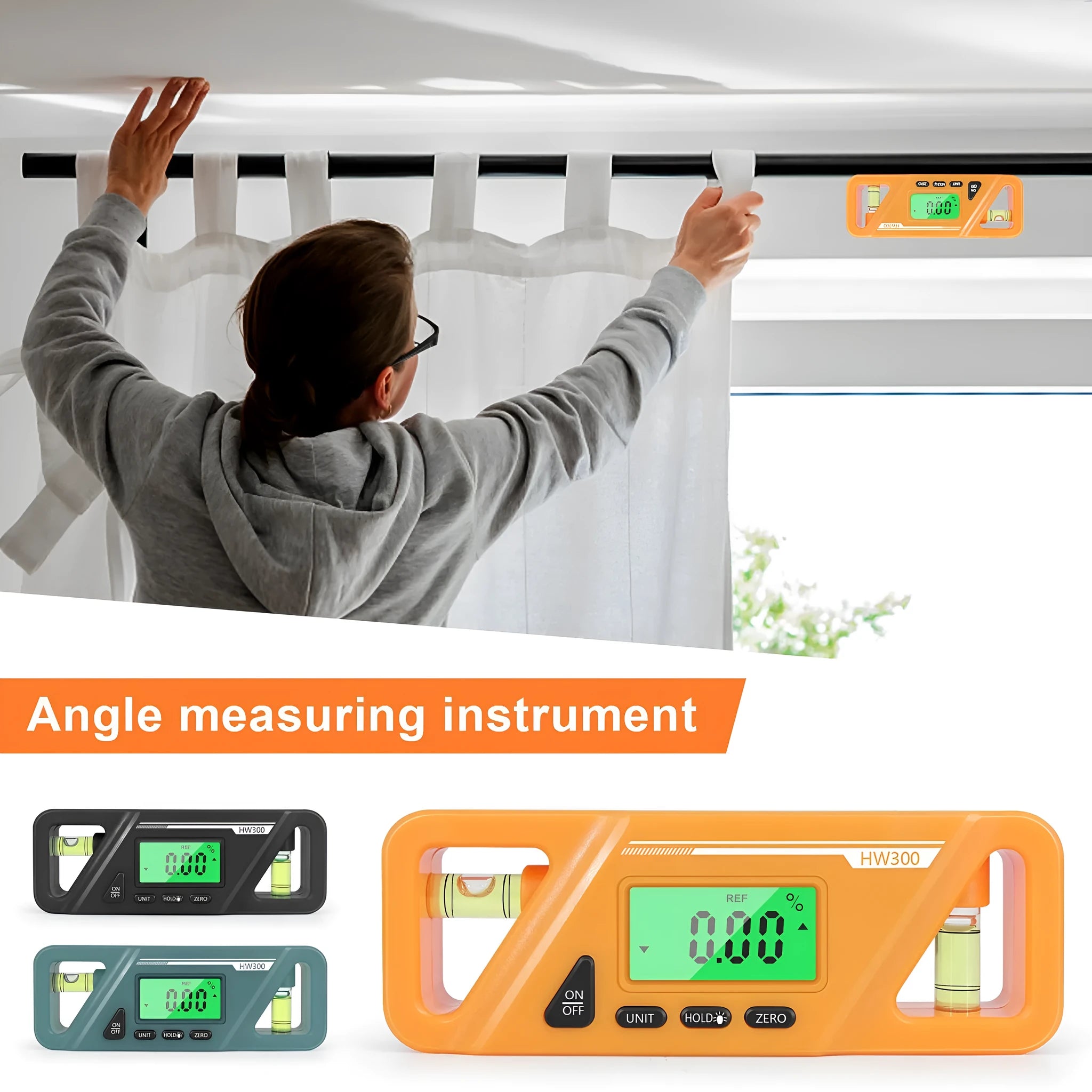 Digital magnetic inclinometer level meter on a metal surface showing angle reading on display.
